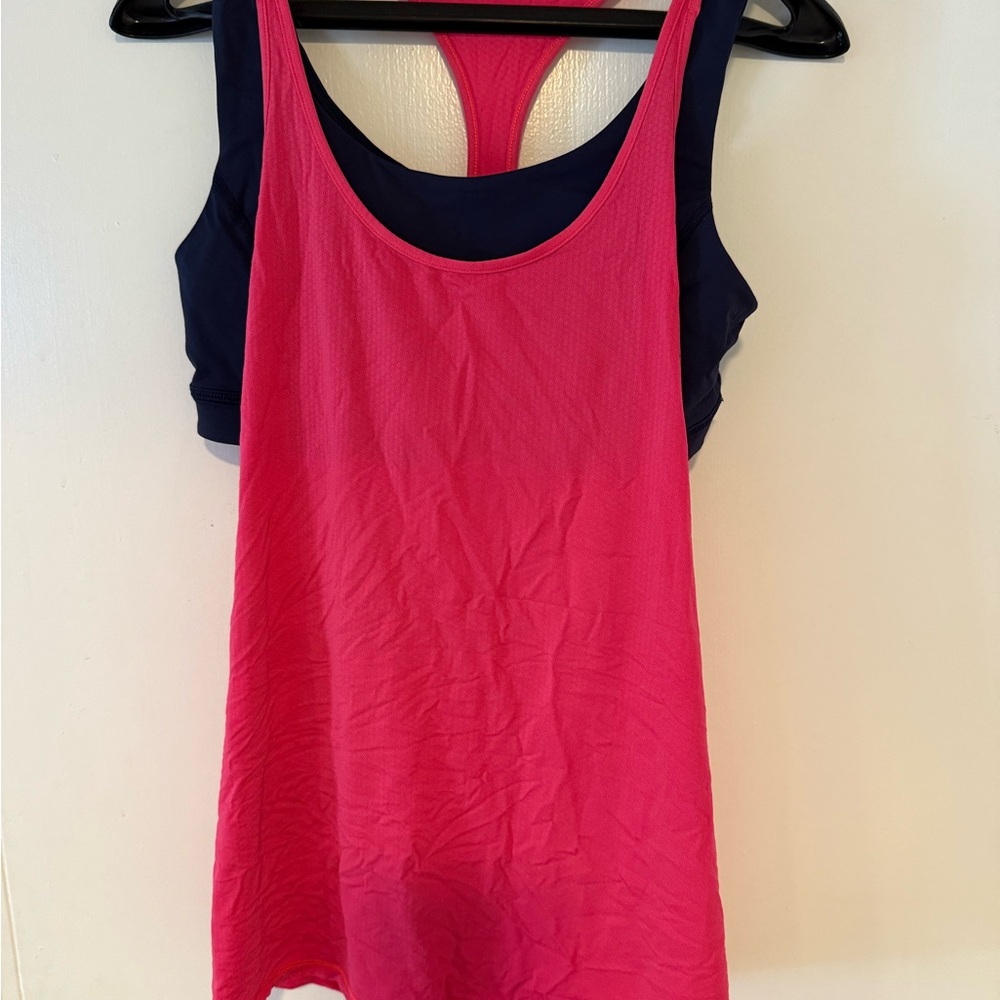 Lululemon Athletica Pink Tank with Navy Built in Bra